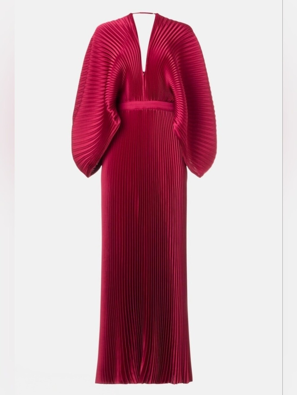 ACLER Red Pleated Wonastow Long Sleeve Draped Open Back Evening Maxi Dress - Picture 4 of 15